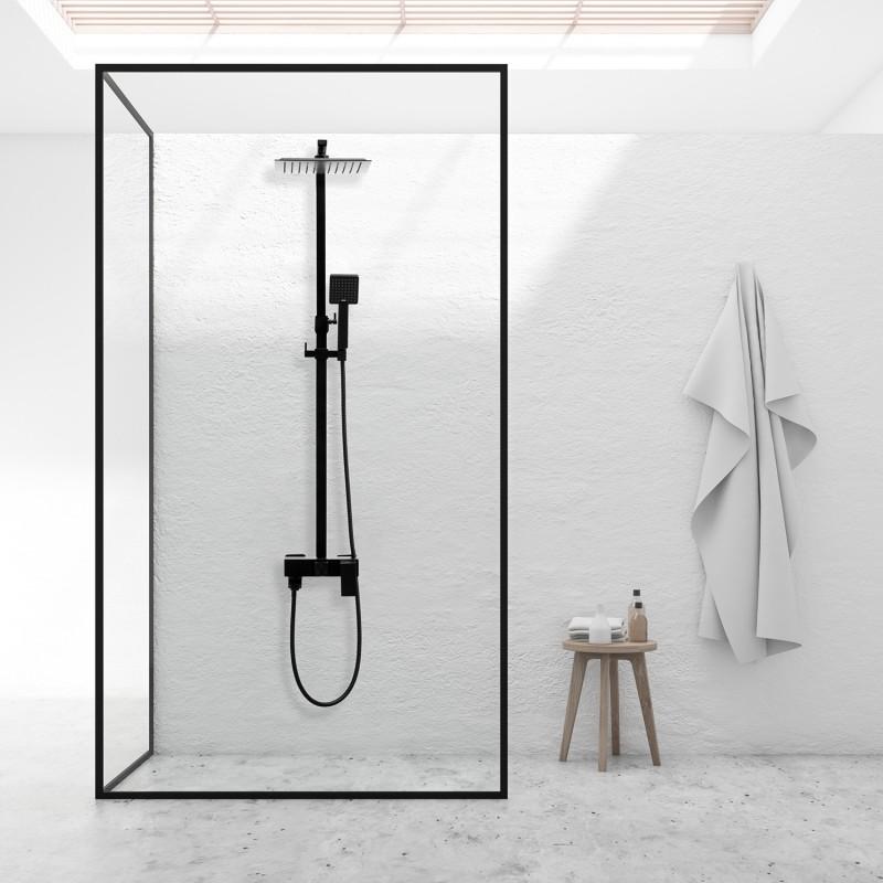 Zestaw prysznicowy z deszczownicą ścienny kwadrat 25 cm kolumna prysznicowa loft - Yoka