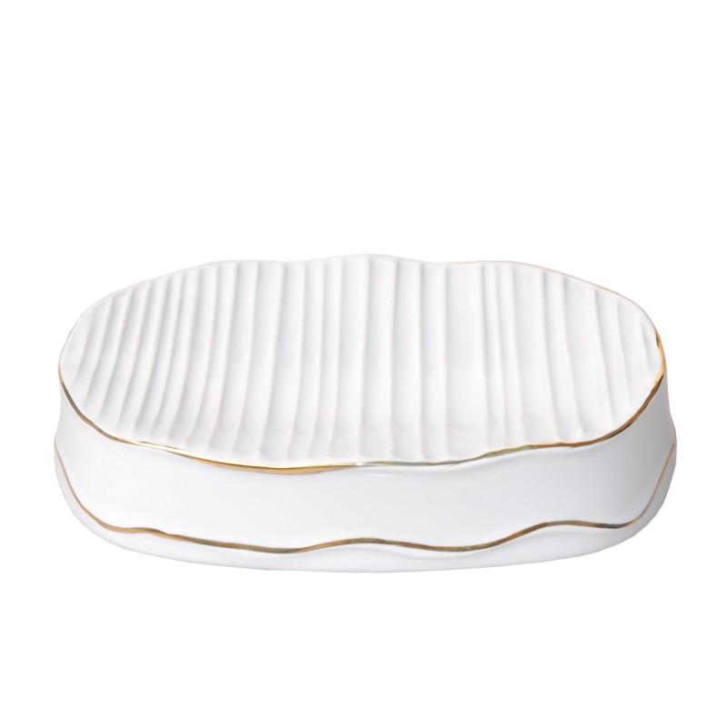Mydelniczka stojąca ceramika biało-złota - Yoka