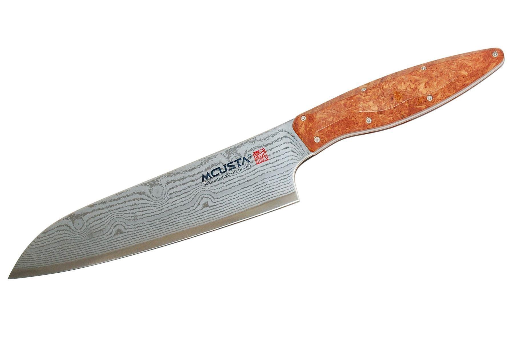 Mcusta japoński nóż kuchenny ze stali damasceńskiej SANTOKU 180 mm