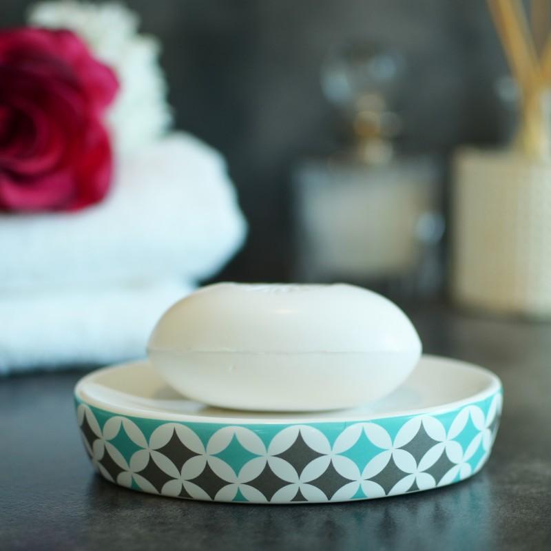 Mydelniczka łazienkowa turkusowa ceramiczna owalna - Yoka