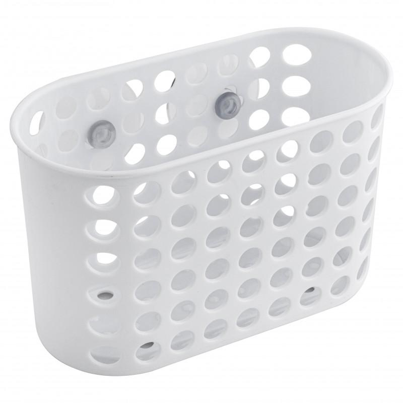 Koszyk łazienkowy plastikowy półka łazienkowa na przyssawki XL biały - Yoka