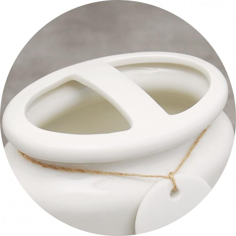 Kubek na szczoteczki łazienkowy ecru z porcelany - Yoka