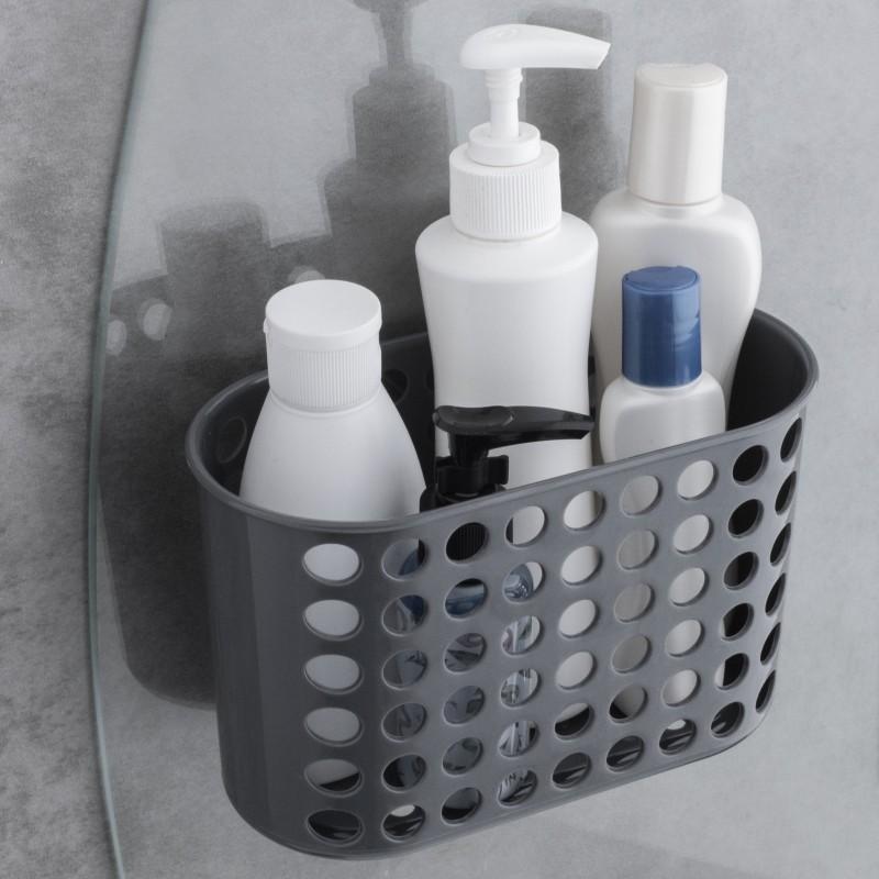 Koszyk łazienkowy plastikowy półka łazienkowa pod prysznic szara XL - Yoka