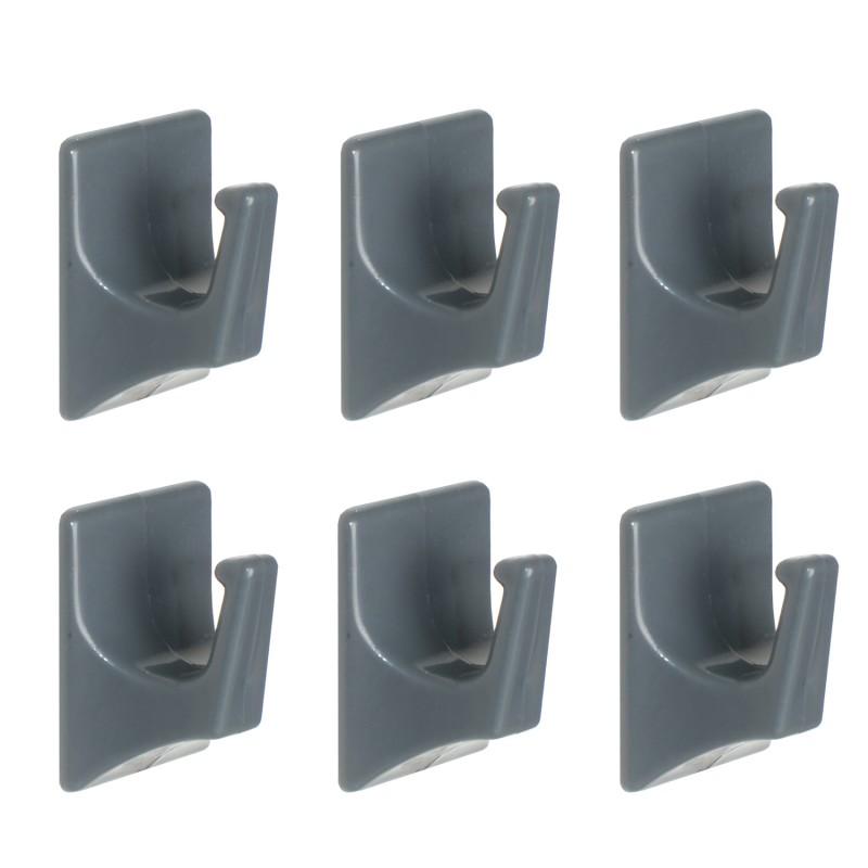 Wieszak samoprzylepny szary 6 szt - Yoka