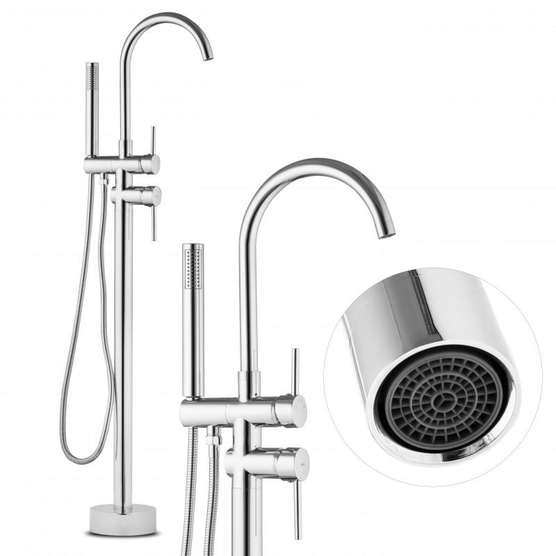 Bateria wannowa z prysznicem wolnostojąca chrom perlator - Yoka