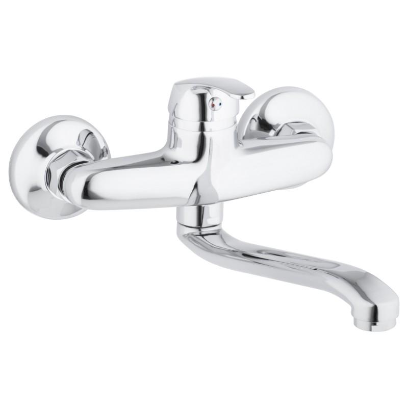 Bateria kuchenna wylewka kran ścienny zlewozmywak chrom - Yoka