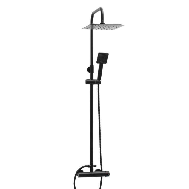 Zestaw prysznicowy czarny mat loft z deszczownicą 25 cm - Yoka
