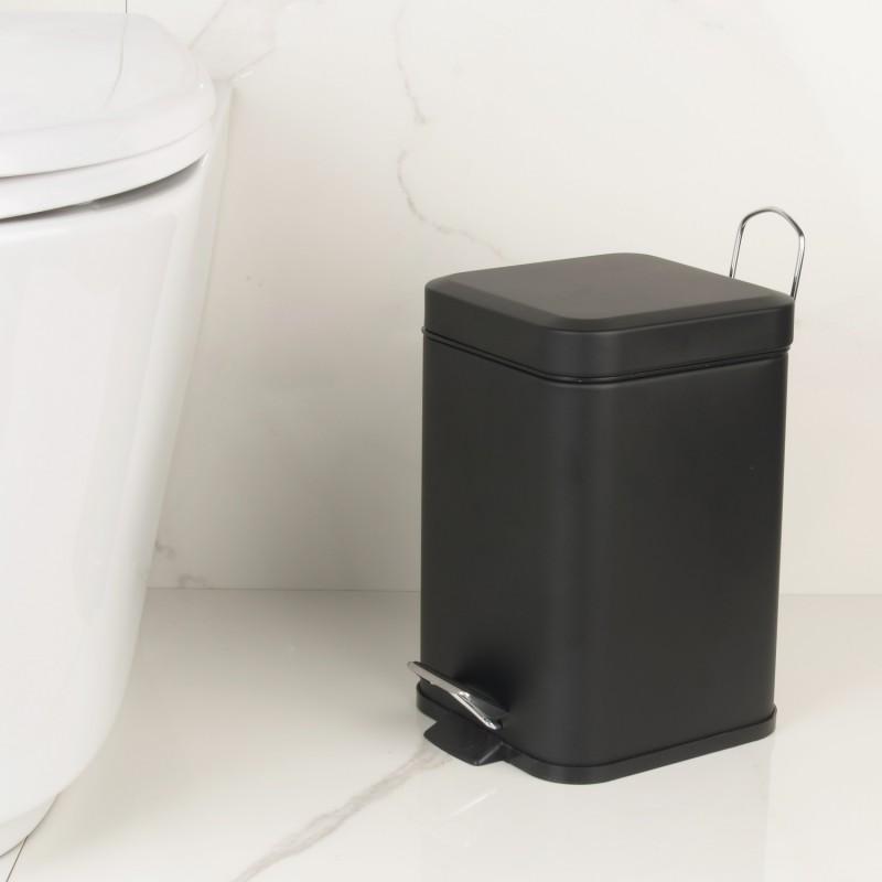 Zestaw łazienkowy 2-elementowy - kosz na śmieci i szczotka WC - czarny - Yoka