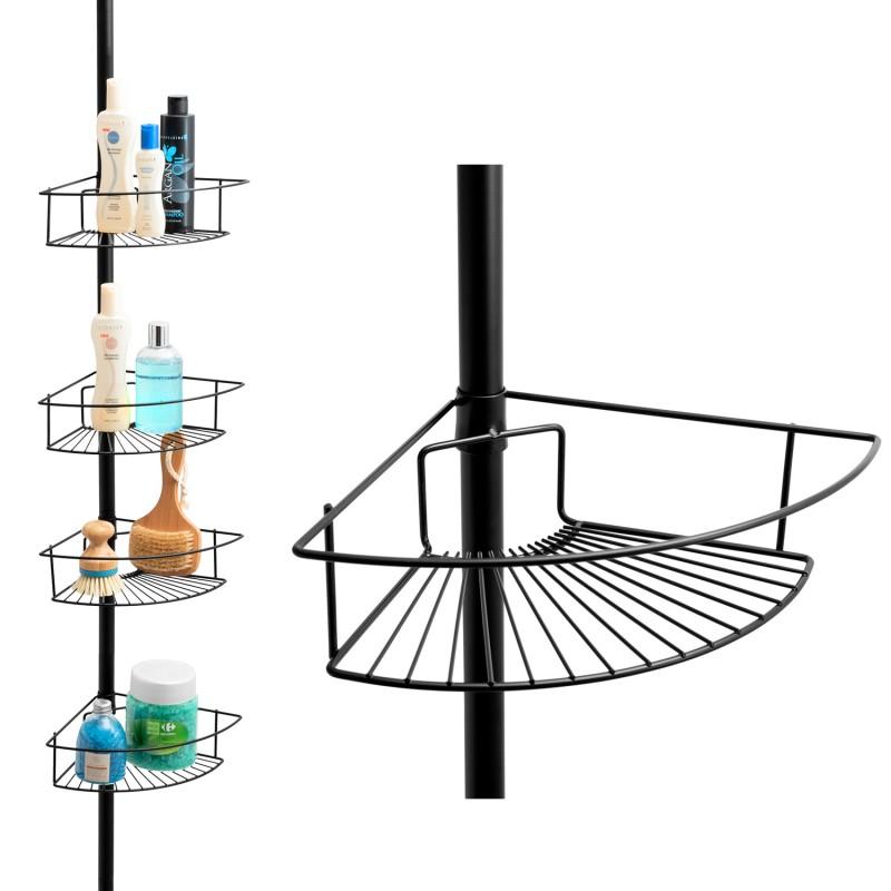 Półka narożna teleskopowa łazienkowa XL czarna 4 poziomy - Yoka