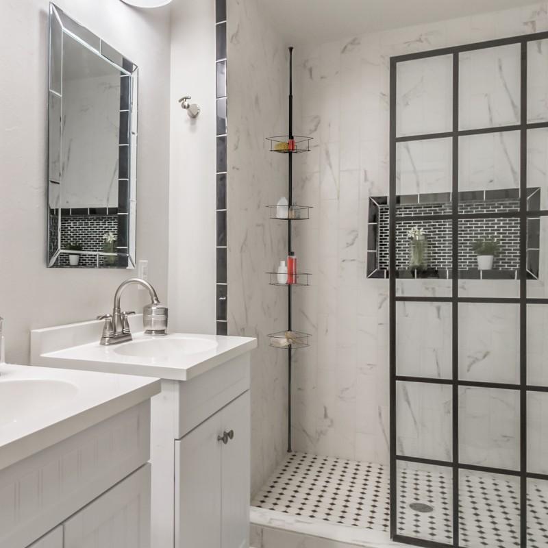 Półka narożna teleskopowa łazienkowa XL czarna 4 poziomy - Yoka