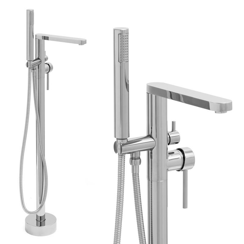 Bateria wannowa wolnostojąca z prysznicem chrom - Yoka