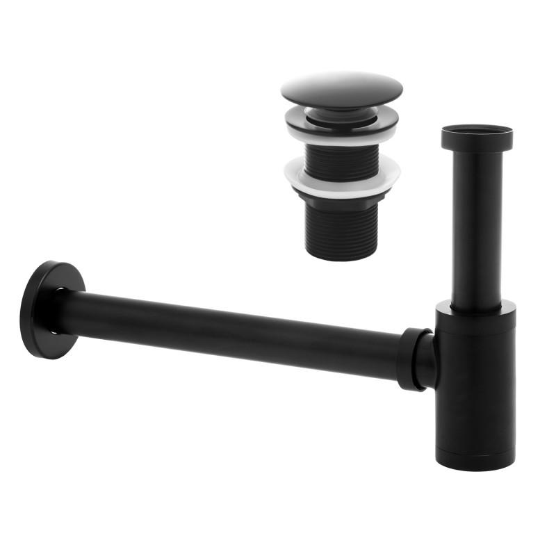 Syfon do umywalki w zestawie korek klik-klak bez przelewu czarny loft - Yoka