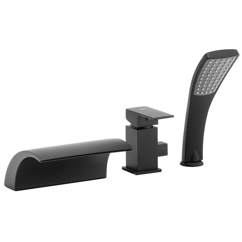 Bateria wannowa 3 otworowa prysznicowa kaskada czarna - Yoka