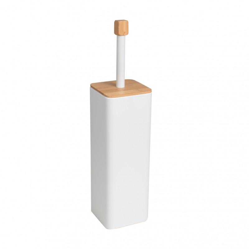 Zestaw łazienkowy 2-elementowy - kosz na śmieci i szczotka WC - biały bambus - Yoka