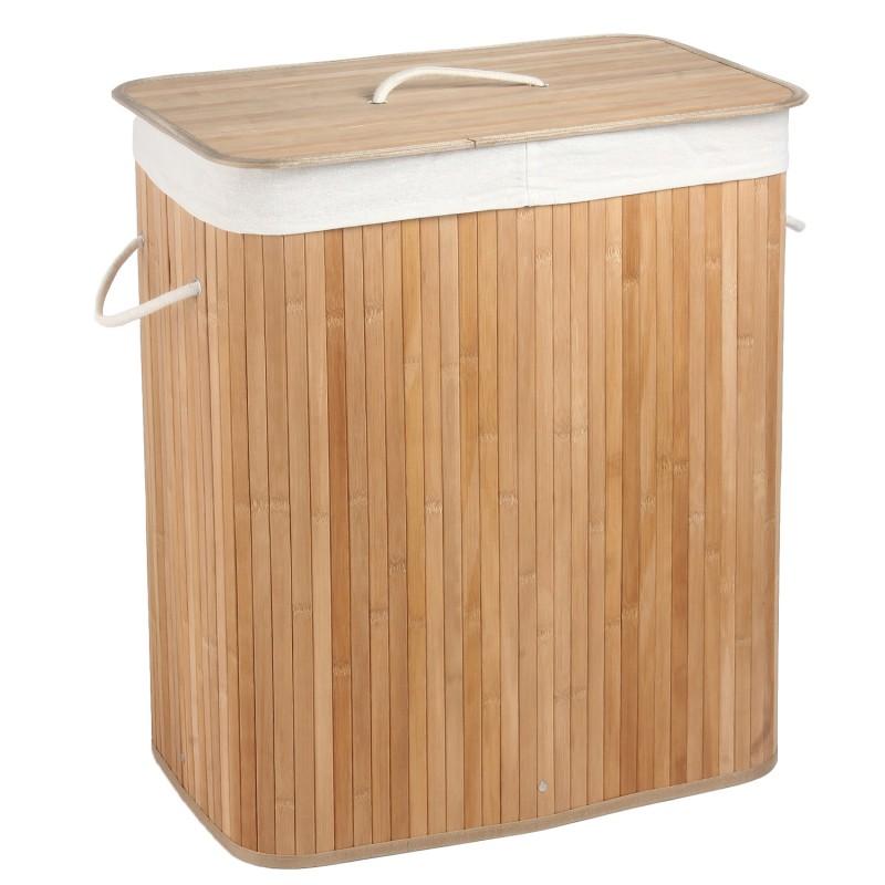 Zestaw łazienkowy 3-elementowy - kosz na śmieci, kosz na pranie i stojak na papier - czarny bambus - Yoka