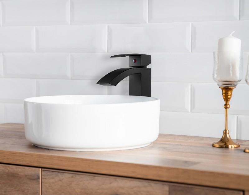 Bateria umywalkowa stojąca łazienkowa czarna loft - Yoka OUTLET -30%
