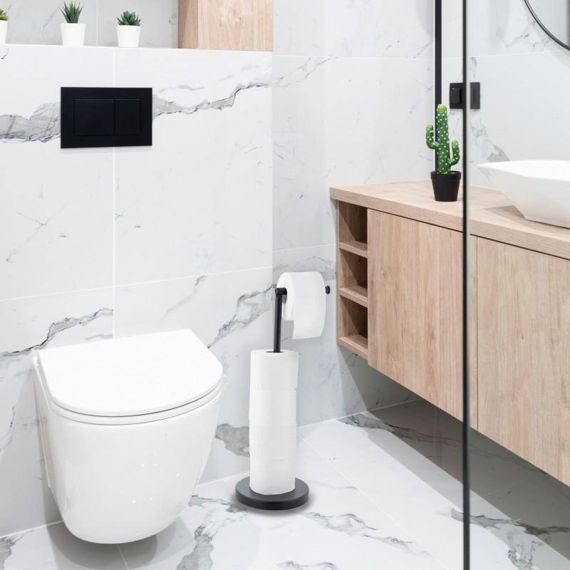 Uchwyt na papier toaletowy stojak łazienkowy bez wiercenia czarny mat loft Yoka Home