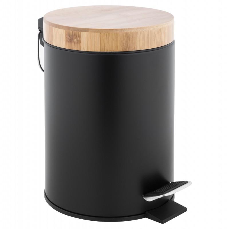 Zestaw łazienkowy 2-elementowy - kosz na śmieci i stojak na papier - czarny bambus - Yoka