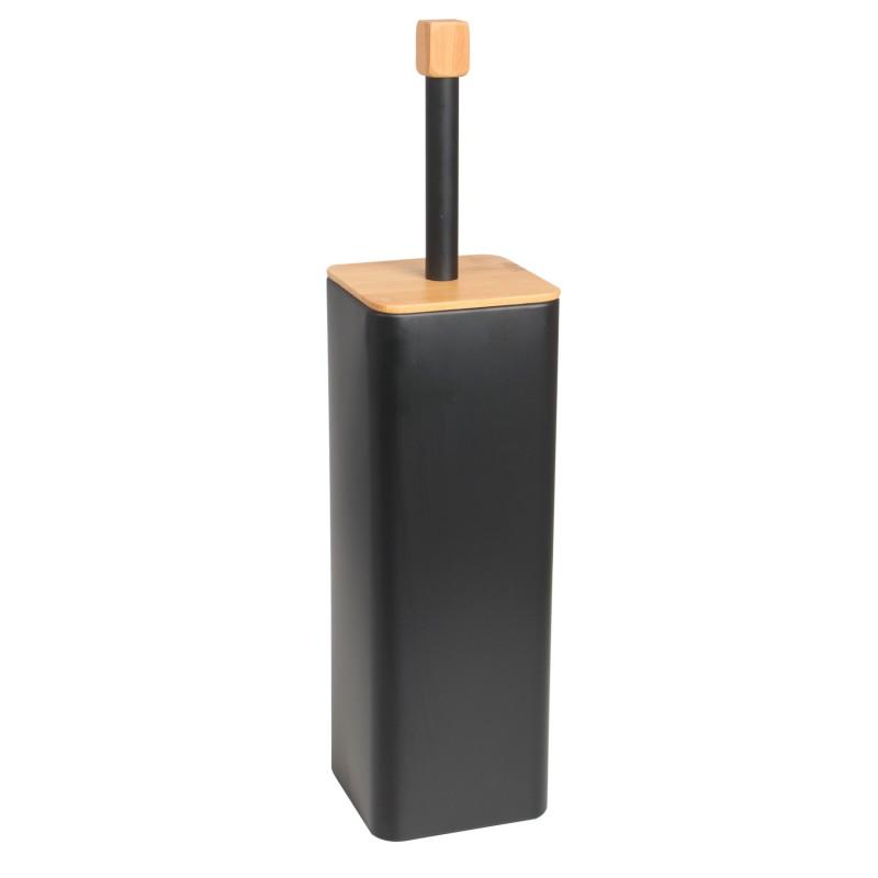 Zestaw łazienkowy 2-elementowy - stojak na papier i szczotka WC - czarny bambus - Yoka