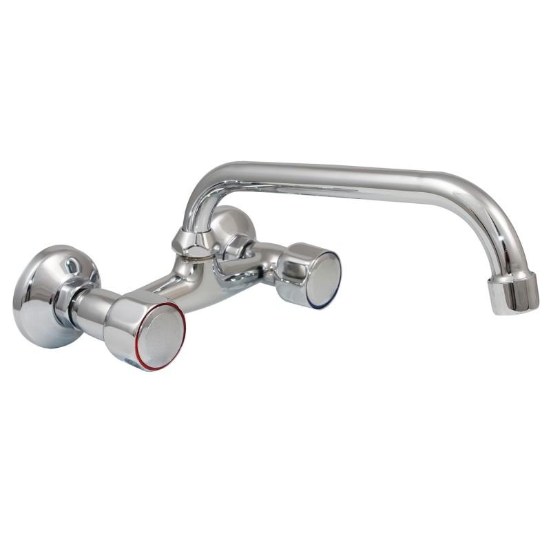 Bateria zlewozmywakowa chromowana dwuuchwytowa ścienna - OUTLET - 50%
