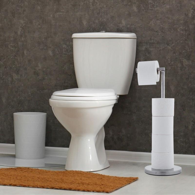 Stojak WC na papier toaletowy nowoczesny organizer srebrny Yoka Home