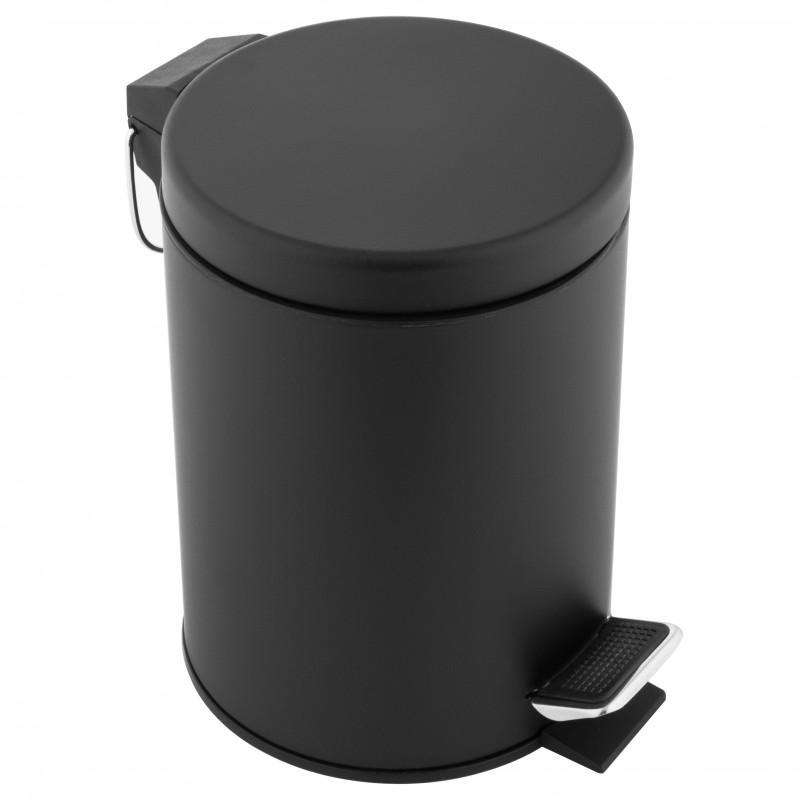 Zestaw akcesoria łazienkowe wieszak na ręczniki i kosz na śmieci czarny