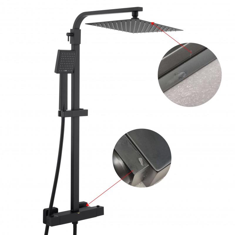 Zestaw prysznicowy z deszczownicą ścienny kwadrat 25 cm kolumna prysznicowa loft - OUTLET 30%