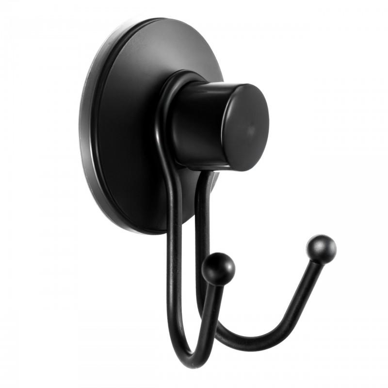 Haczyk łazienkowy na ręczniki ścienny czarny 2 haczyki na przyssawkę bez biercenia- Yoka