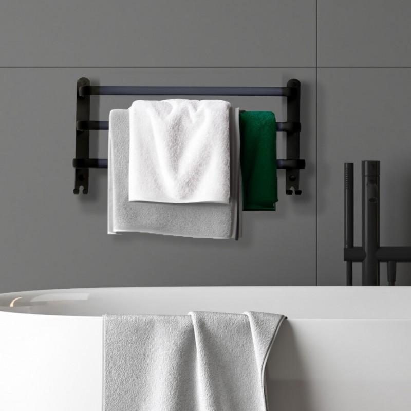 Wieszak ścienny na ręczniki łazienkowy aluminowy czarny - Yoka Home