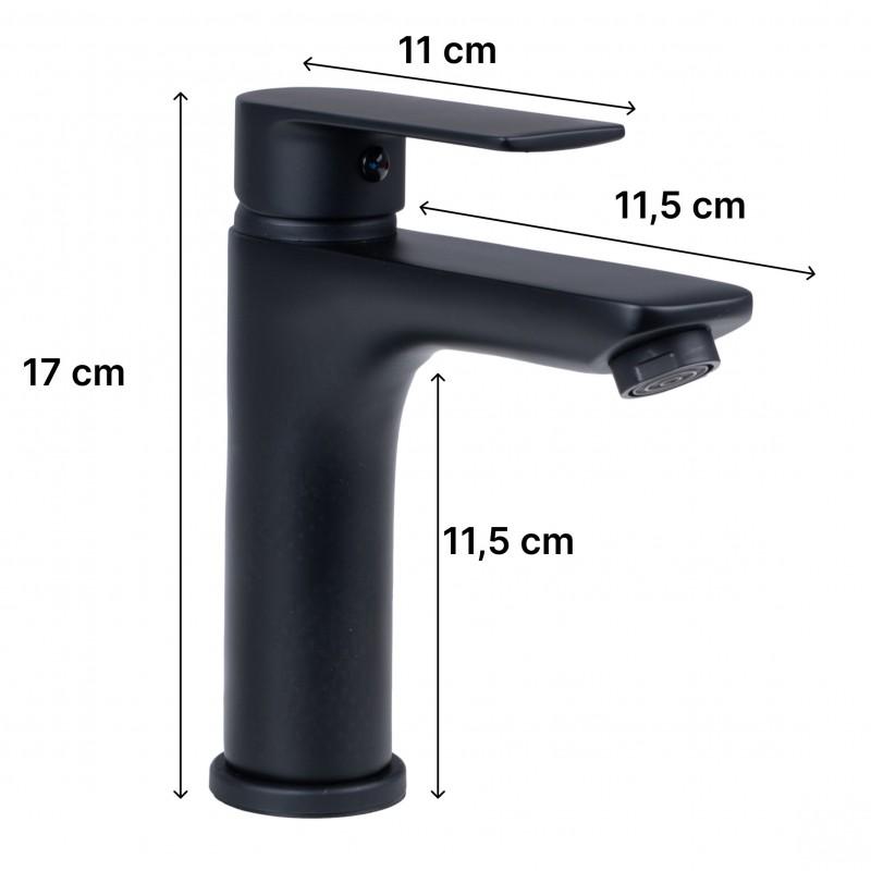 Bateria umywalkowa stojąca łazienkowa czarna - Yoka