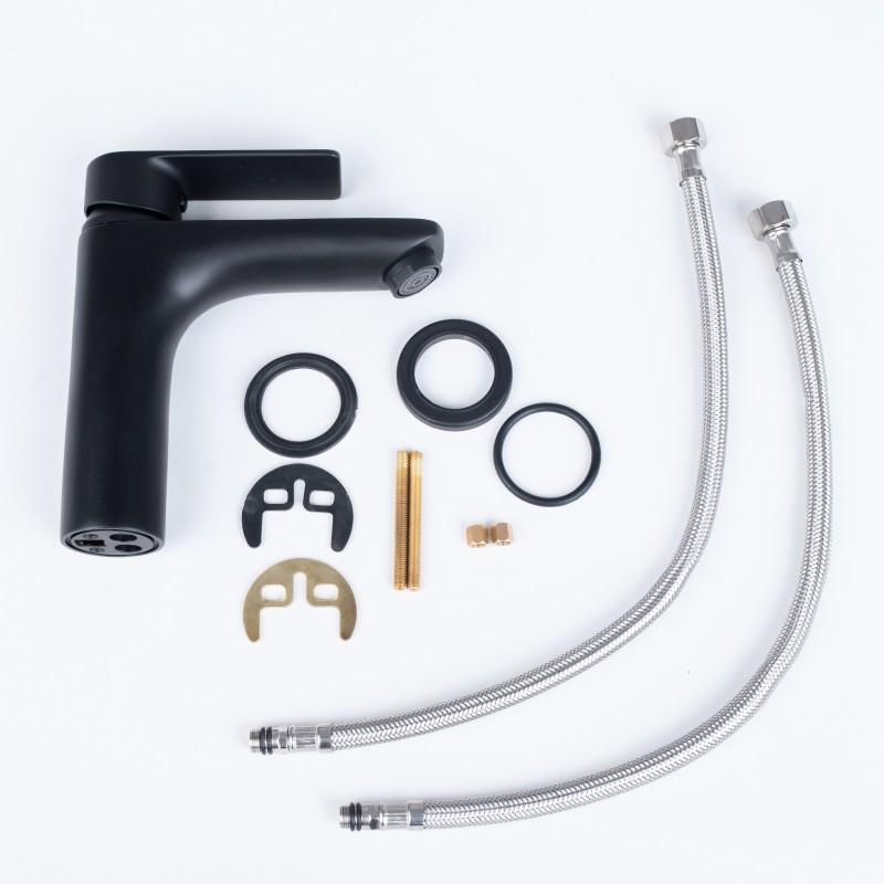 Bateria umywalkowa stojąca łazienkowa czarna - Yoka