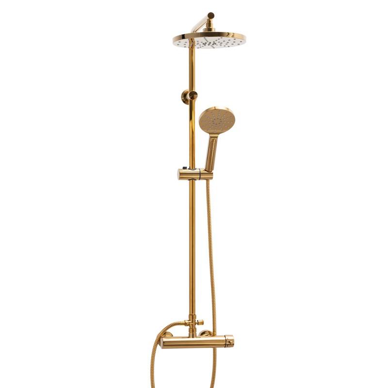 Bateria prysznicowa z deszczownicą 23 cm kolumna prysznicowa złota -OUTLET 30%
