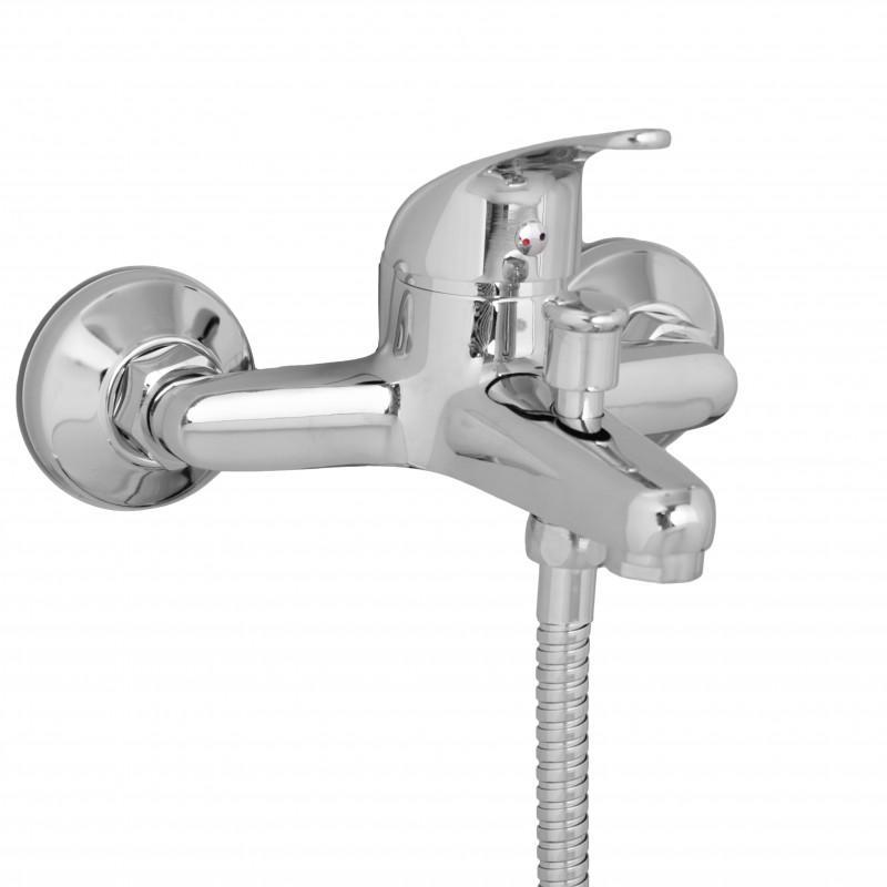 Zestaw baterii łazienkowych umywalkowa i wannowo prysznicowa chrom - Yoka