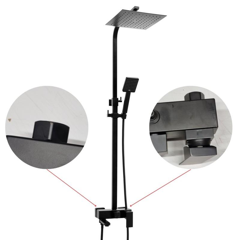 Zestaw prysznicowy z deszczownicą ścienny kwadrat 25 cm kolumna prysznicowa loft - Yoka OUTLET 30%