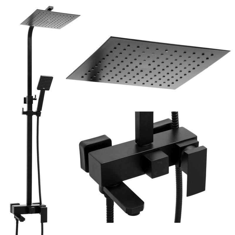 Zestaw prysznicowy z deszczownicą ścienny kwadrat 25 cm kolumna prysznicowa loft - Yoka OUTLET 30%