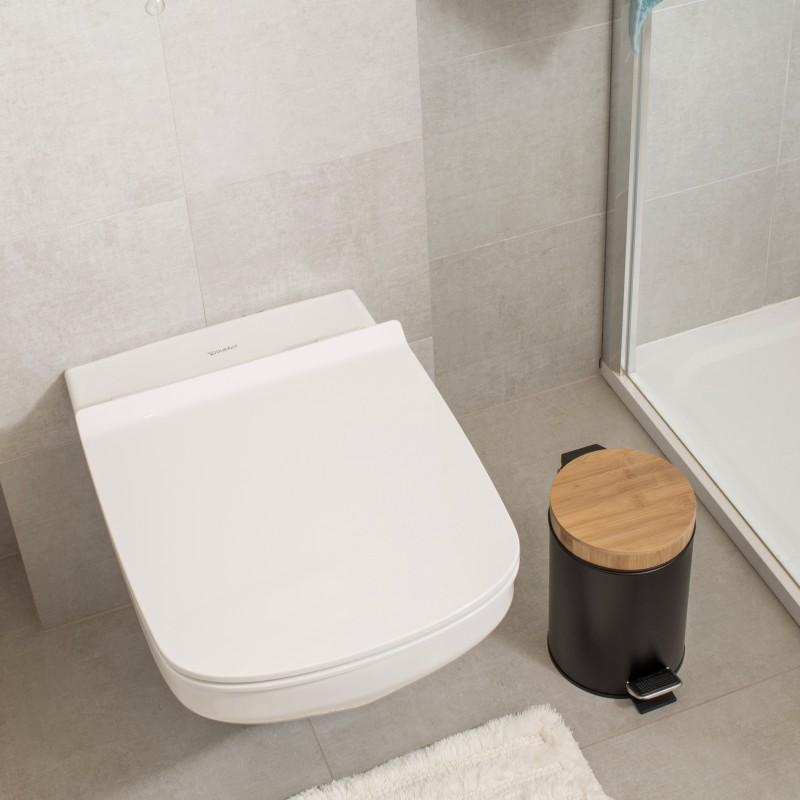 Komplet łazienkowy Kosz na śmieci Stojak na papier toaletowy czarny bambus - Yoka Home