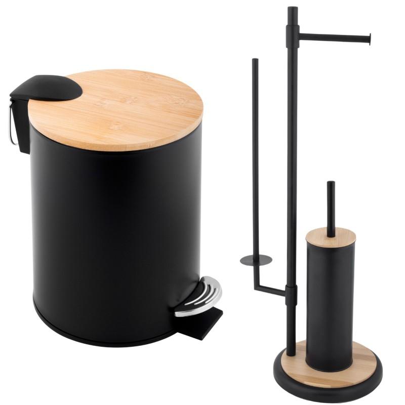 Zestaw 3w1 do łazienki: Stojak na papier toaletowy i szczotkę WC i Kosz na śmieci 3L YOKA