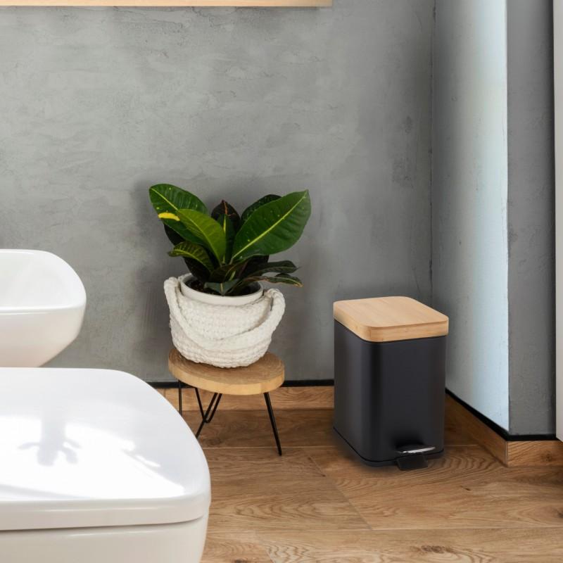 Zestaw łazienkowy Kosz na śmieci Szczotka do WC Black Bamboo - Yoka Home
