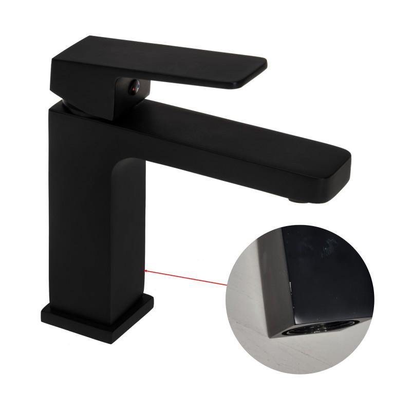 Bateria umywalkowa łazienkowa stojąca kran kwadrat czarna - SARA24 - OUTLET30% - Yoka
