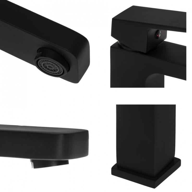 Bateria umywalkowa łazienkowa stojąca kran kwadrat czarna - SARA24 - OUTLET30% - Yoka