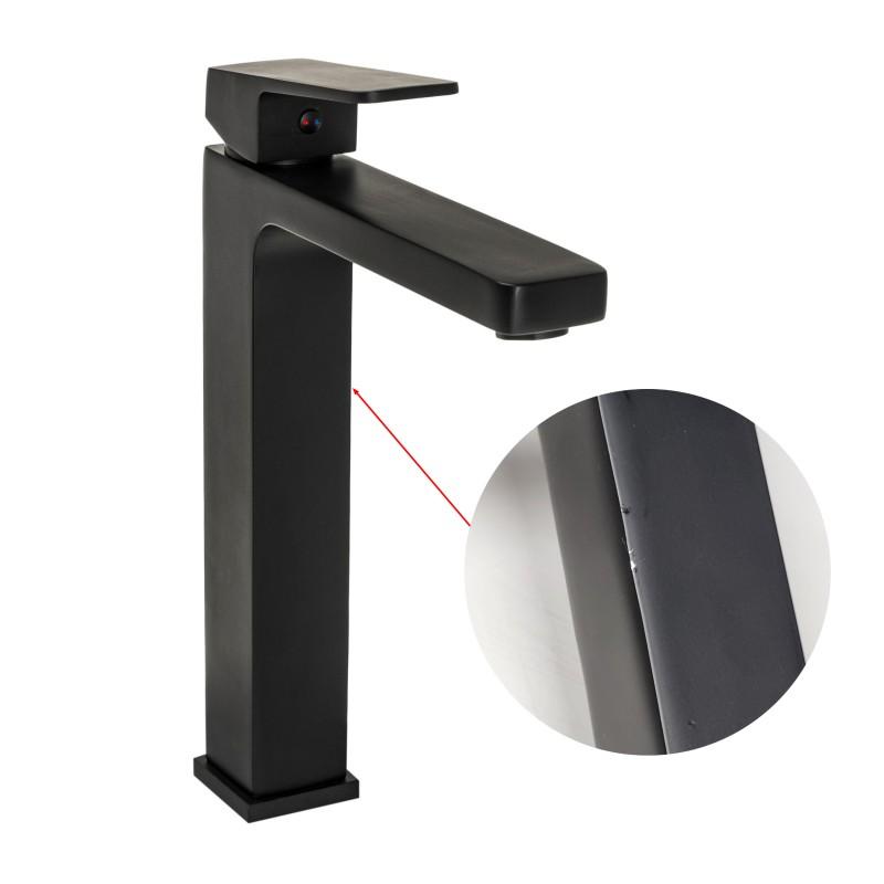 Bateria umywalkowa łazienkowa stojąca kran kwadrat czarna wysoka SARA36 - OUTLET 30% - Yoka
