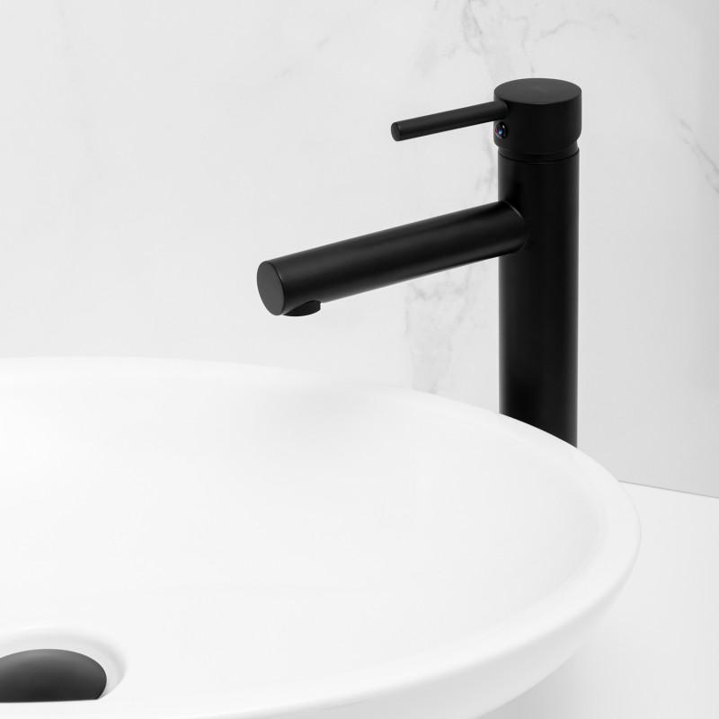 Bateria umywalkowa stojąca czarna bateria łazienkowa wysoka z długą wylewką HOST36 OUTLET 30% - Yoka
