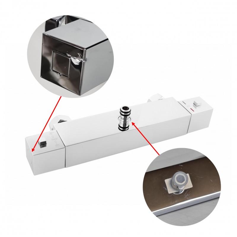 Bateria prysznicowa z termostatem ścienna chrom mosiądz - OUTLET 30%