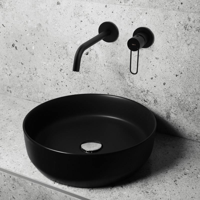 Bateria umywalkowa ścienna, podtynkowa, czarna, loft - OUTLET 30%