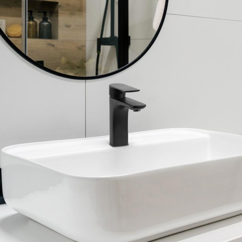 Bateria umywalkowa w komplecie z automatycznym korkiem klik klak bez przelewu czarna loft - Yoka