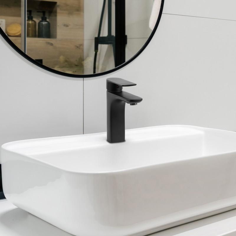Bateria umywalkowa w komplecie z automatycznym korkiem klik klak bez przelewu czarna loft - Yoka