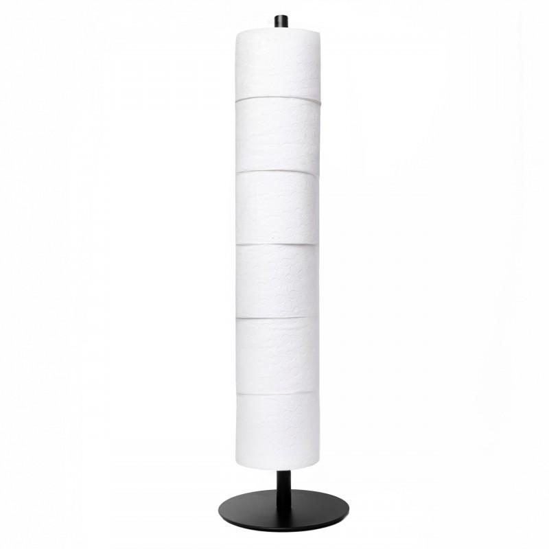 Stojak na papier toaletowy czarny mat wolnostojący łazienkowy 6 rolek loft - Yoka