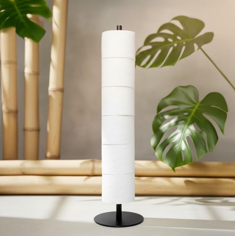 Stojak na papier toaletowy czarny mat wolnostojący łazienkowy 6 rolek loft - Yoka