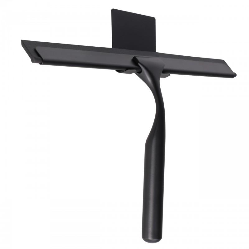 Ściągaczka łazienkowa do szyb i kabiny prysznicowej z uchwytem przyklejanym na taśmę czarna - Yoka