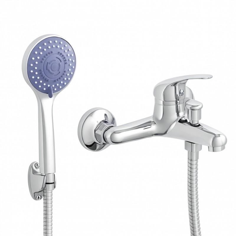 Bateria wannowa ścienna zestaw prysznicowy kran chrom funkcyjna słuchawka- Yoka